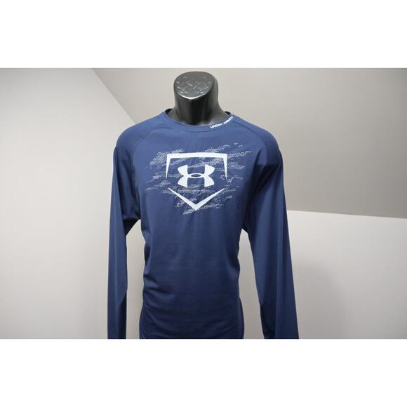 Under Armour Baseball Gym Shirt HeatGear Fitted Blue Athletic Tee Mens Sz XL - Picture 1 of 9